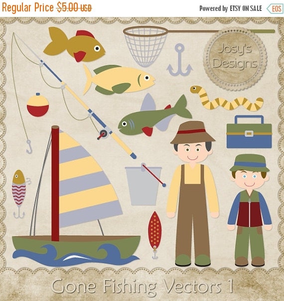 50% Off Sale Gone Fishing Layered Templates