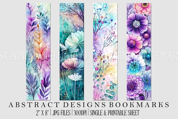 Abstract Style 2x8 Bookmark, Printable Bookmark, Feminine Bookmark, Printable, JPG Bookmark, Gift for Avid Reader, Book Lover, Librarian
