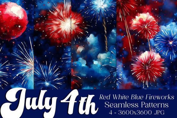 July 4th Seamless Patterns, July 4th Patterns, Fireworks Patterns, July 4th Fireworks, 4th of July Fireworks, Fireworks Seamless Patterns n2