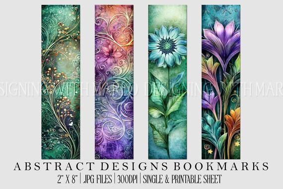 Abstract Style 2x8 Bookmark, Printable Bookmark, Feminine Bookmark, Printable, JPG Bookmark, Gift for Avid Reader, Book Lover, Librarian