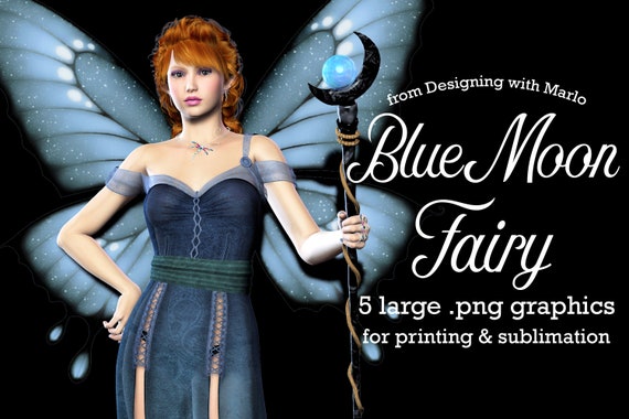 Blue Moon Fairy, 3D poser graphics, poser tubes, psp tubes, fantasy graphics, sublimation fantasy, png graphic, illustration, clipart