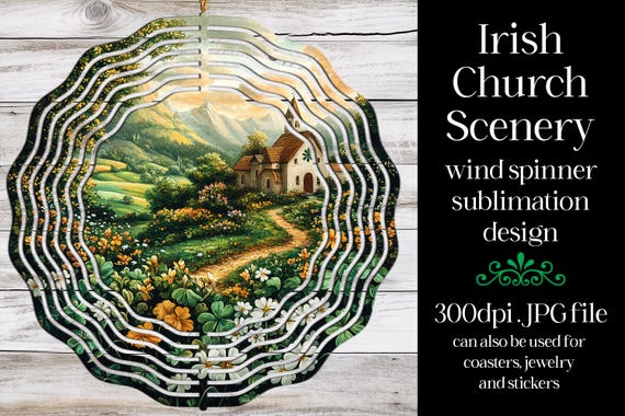 St Patrick's Day Wind Spinner | Irish Church Wind Spinner |Sublimation St Patrick's Day | Irish Wind Spinner | Sublimation Wind Spinner | w1