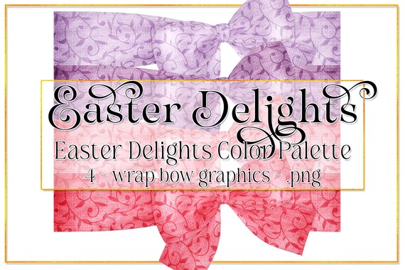 Easter Graphics | Photo Wrap Bows | Easter Delights Color Palette | Floral Easter Bow | Easter Holiday | Spring Bow | Easter Clipart