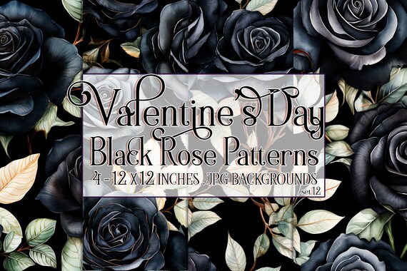 Valentine's Day, Romantic Valentine, Valentine Roses, Valentine Patterns, Flowers, Seamless Patterns, Black Roses, Seamless Rose Pattern