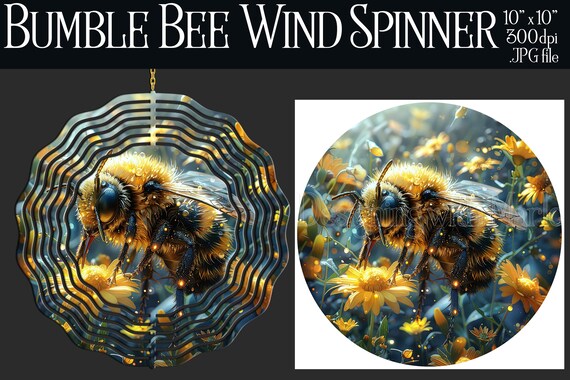 Bumble Bee Wind Spinner Sublimation | Bumble Bee Wind Spinner | Bumble Bee Spinner | Sublimation Wind Spinner | Wind Spinner Design | Nature