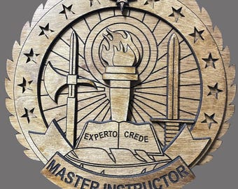 Layered Wooden U.S. Army Master Instructor Badge (12.5"x12")