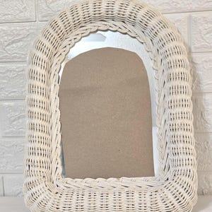 Vintage Woven Wicker Wall Mirror 12” Wide x 16” Tall x 1.5” Deep Boho Coastal, Cottagecore, Rustic Farmhouse Décor