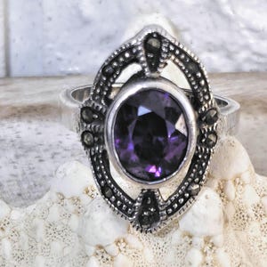 Vintage sterling silver amethyst ring size 6.5.