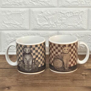 Vintage Oneida David Carter Brown Country Kitties Collection Tazze Tazze Set di 2