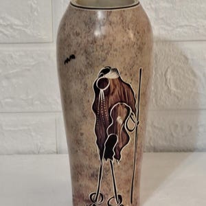 Vintage African Soapstone Vase. Tribal Art Decor. Maasai Herdsmen. Soapstone Art.