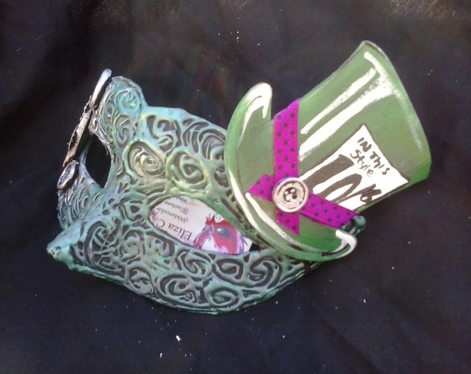 The Mad Hatter Masquerade Mask Embellished With a Hand Etsy