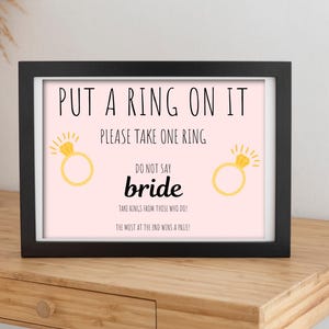 Put a Ring On It Game - Printable Bridal Shower Game Sign - Don’t Say Bride - Fun Party Icebreaker - Instant Download