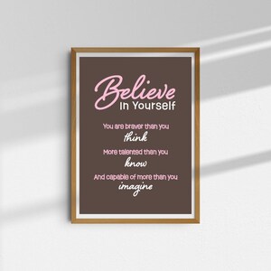 Citation inspirante Croyez en vous - Art mural imprimable 5 x 7 téléchargement immédiat