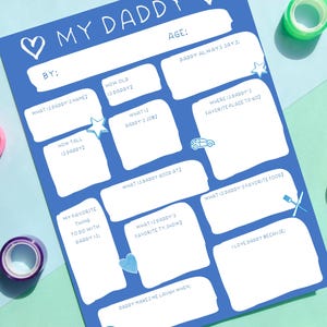 My Daddy Printable Worksheet | Father's Day Kids Activity | Instant Download Gift for Dad | Fill-in-the-Blank PDF