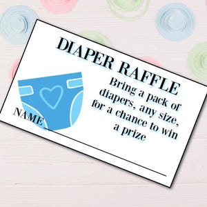 Diaper Raffle Baby Shower Card - Blue Printable Raffle Ticket for Boy Baby Shower - Instant Download
