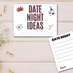 Ideias para Noite de Encontro para Imprimir - Chá de Panela ou Atividade para Convidados de Casamento - Lembrança Romântica para os Noivos - Download Instantâneo