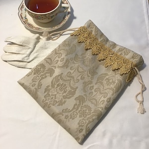Victorian Reticule modern lining drawstring handbag