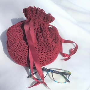 Reticule Victorian Regency crochet drawstring handbag