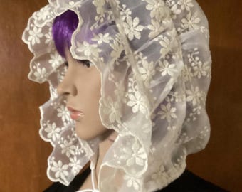 Regency Lace Cap – Jane Austen Style Bonnet, Handcrafted