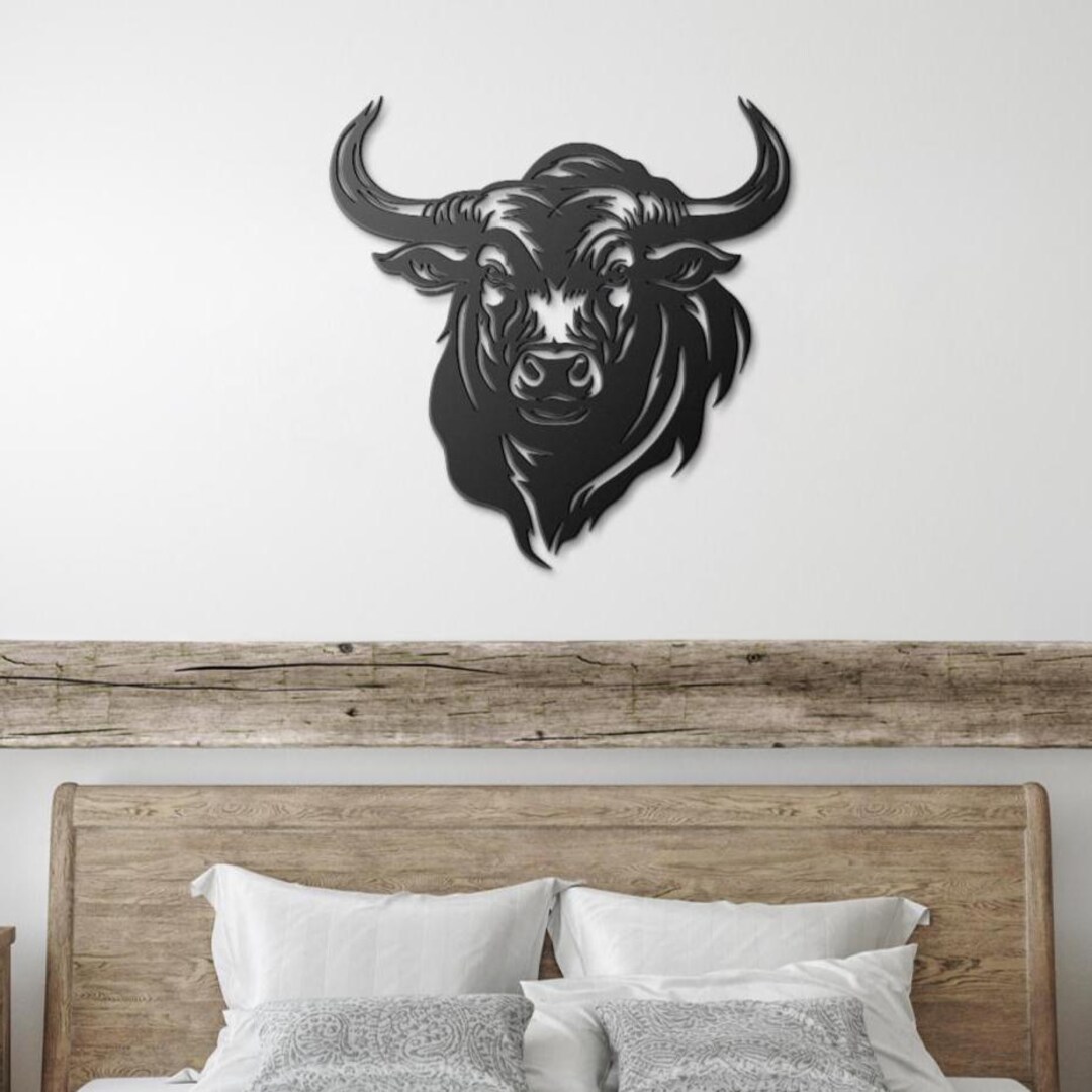 Bull Design Metal Wall Art Sign Decor - Etsy