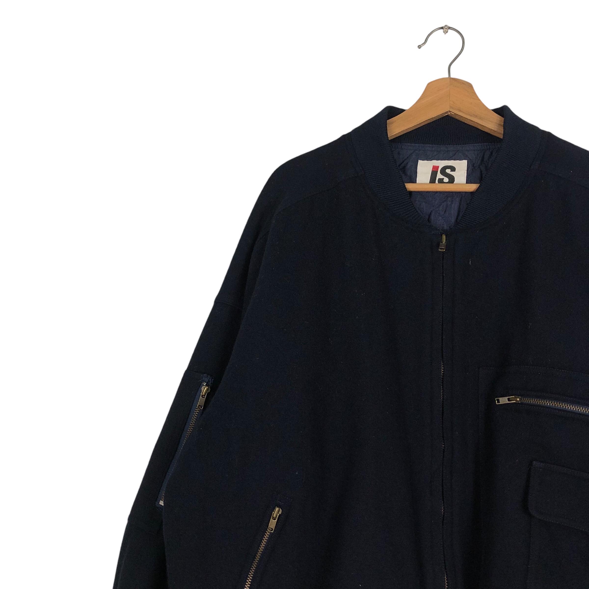 Vintage 80s Issey Miyake Wool Bomber Jacket Care Label Embroidered