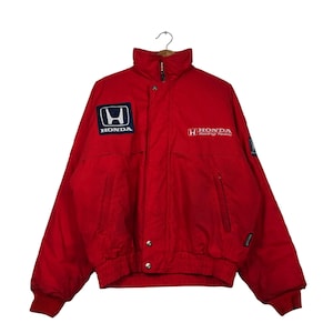 PICK!!! Vintage Bomber Jacket Honda Collection Big Logo Rare Color Rich Red Big Logo Racing Wear Style Hard To Find