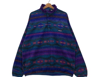 PICK!!! Patagonia Made In USA Fleece Jacket Half Snap Button Navajo