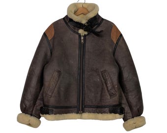 PICK!!! Vtg Leather Jacket Shearling B3 Palmus Life Issey Miyake
