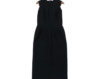 Vestido negro vintage de pasarela Comme Des Garcons, bordes festoneados, 1999, talla M