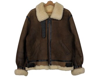 PICK!!! Vintage Genuine Leather Jacket Type B3 Shearling Fur US Army