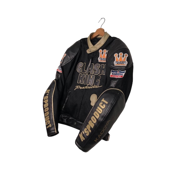 KADOYA Vintage Leather Biker Jacket, Clashking Logo (L) - Etsy
