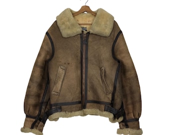 Pick!! Vintage 90s Type B-3 Us Army Style Leather Jacket Type B-3