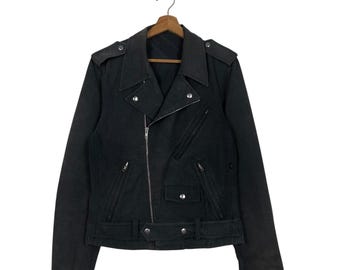 Agnes B. Cropped Biker Jacket, Double Collar Duck Canvas - Small