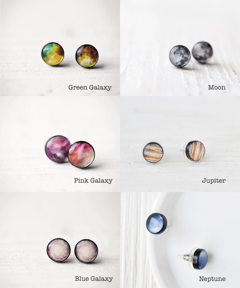 Space Stud earring set Space earrings Galaxy earrings Mens Etsy