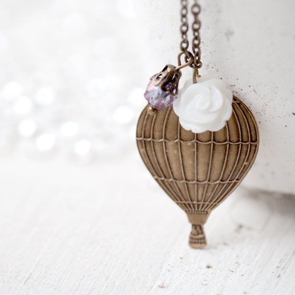 Hot Air Balloon necklace - Romantic gift jewelry - Gift for traveler - Romantic gift for her, Travel  jewelry, Up up and away, Traveler gift