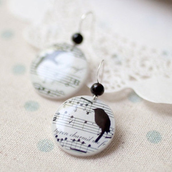 Black Bird earrings  - Free shipping worldwide (E041)