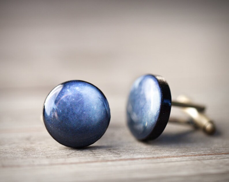 Navy Blue Cufflinks for Groom Galaxy Cufflinks Navy Etsy