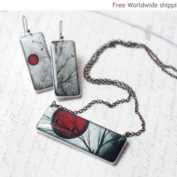 Full Moon Jewelry set - Necklace and earrings (S025)