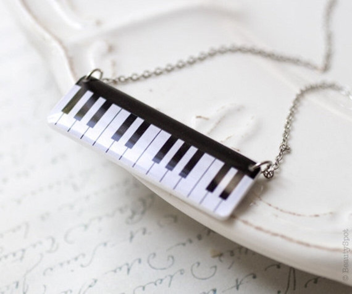 Piano necklace Piano keyboard necklace Music gift Music Etsy