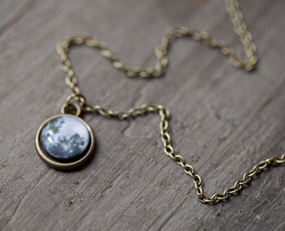 Full Moon Necklace Small Necklace For Women Moon Jewelry Etsy