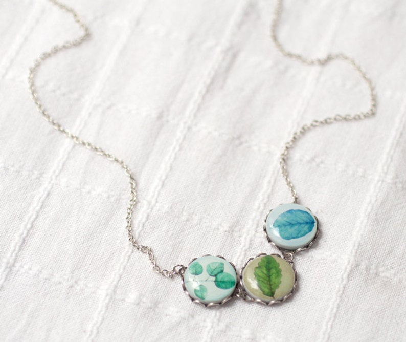 Green Leaf Necklace Resin Jewelry Tree Leaf Jewelry Nature Etsy