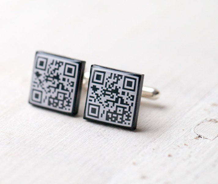 QR code cufflinks, Custom Qr code cuff links, Boyfriend birthday gift…