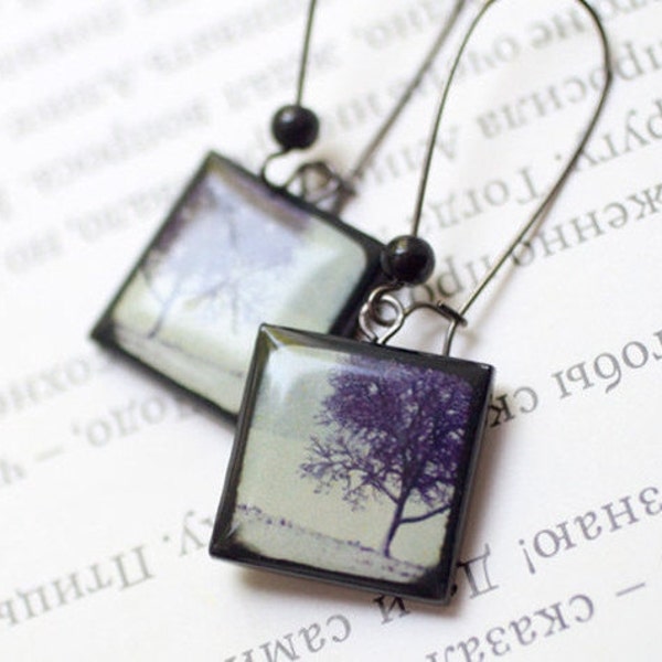 Winter Trees earrings - Black earrings - Winter jewelry