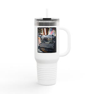 Insulated Travel Mug for Adventurers, 40oz Adventure Mug with Vintage Typewriter Design