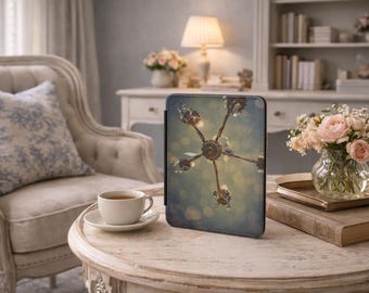 Funda para Kindle con efecto bokeh de candelabro turquesa, funda para Kindle Paperwhite, regalo para lectores con luces vintage, funda Colorsoft