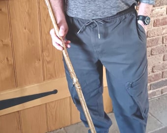 Hand Crafted Holly Walking Stick, One Piece Knob stick 34 Inches Long
