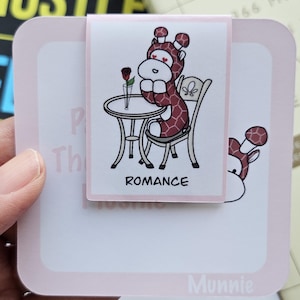 Magnetic Bookmark | Giraffe Plushie Romance Genre Illustration