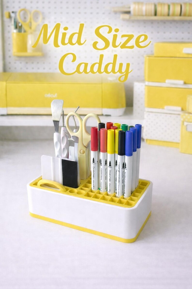 Yellow Mid Size Cricut Tool Organizer | 3D Printed Craft Desk Caddy ...