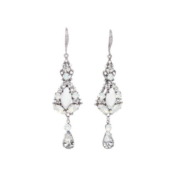 Bridal Chandelier Earrings Opal Wedding Swarovski Image 0