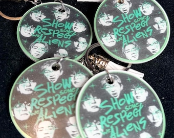 NEW* 2026 [Set of 10] “ALIENS” Themed Key Chain/Charm for Freebies or Giveaways, black disc with pic